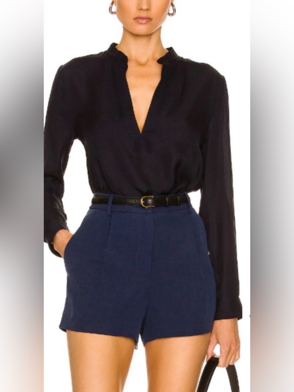 Nili Lotan Yvette Black Silk Blouse XS NWT | Minimalist Luxury |
